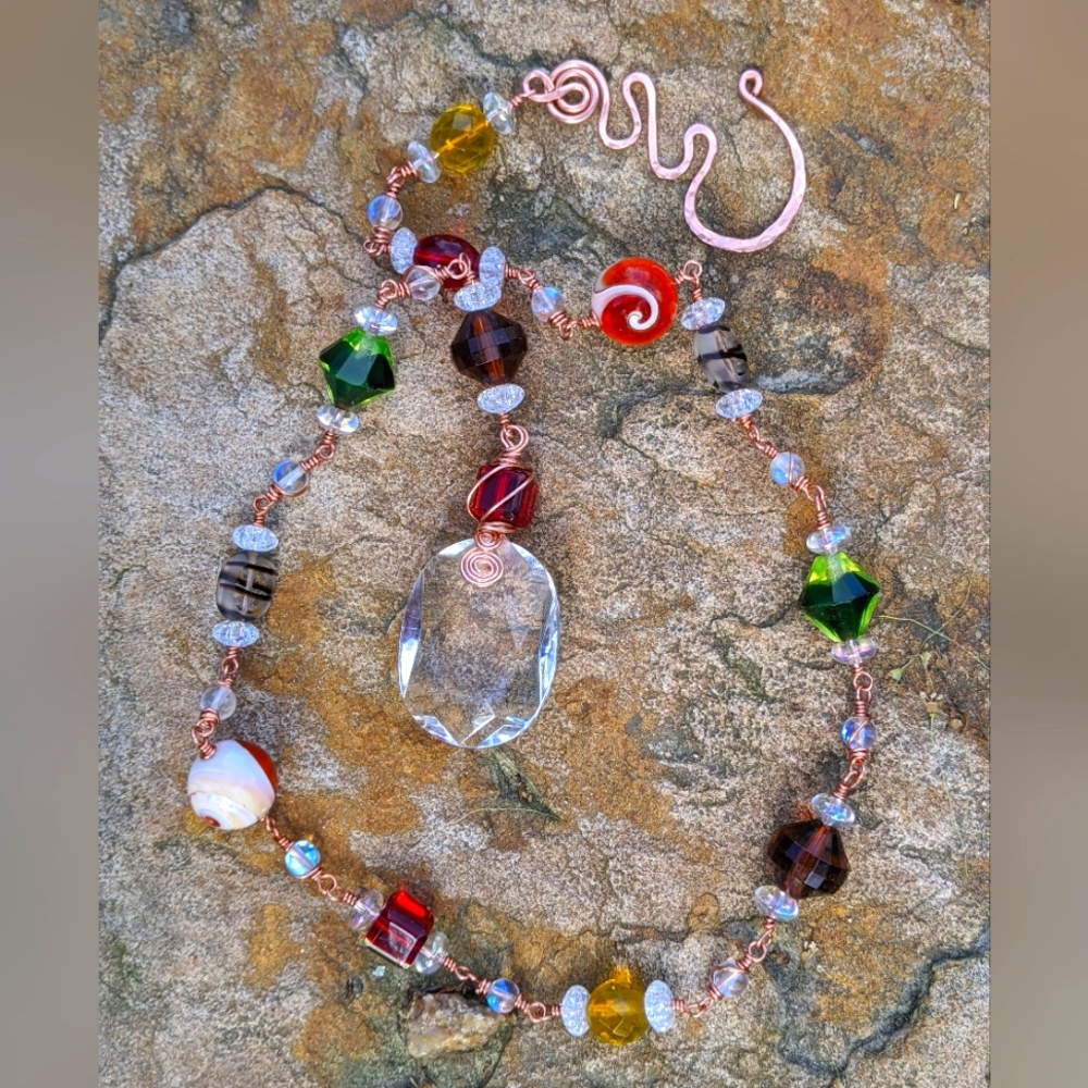 Window Prism Glass Sun Catcher Genuine Copper Wire Wrapped Window Art - Picture 9 of 16